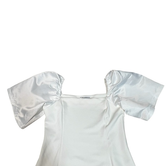 AEL Amy Enjoy Life White Square Neck Short Puff Sleeves Elegant Dress Size L - Picture 10 of 16